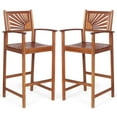 thumbnail image 1 of Giantex Acacia Wood Outdoor Bar Stool Set - Set of 2, Natural, 1 of 8