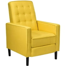 Giantex Push Back Recliner Chair, Fabric Accent Arm Chair with Ottoman