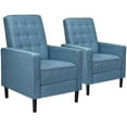 thumbnail image 1 of Giantex Push Back Recliner Chair, Fabric Accent Arm Chair with Ottoman Modern Recliner Sofa for Living Room Bedroom Home Office Club Chair (2 Pcs, Blue), 1 of 8