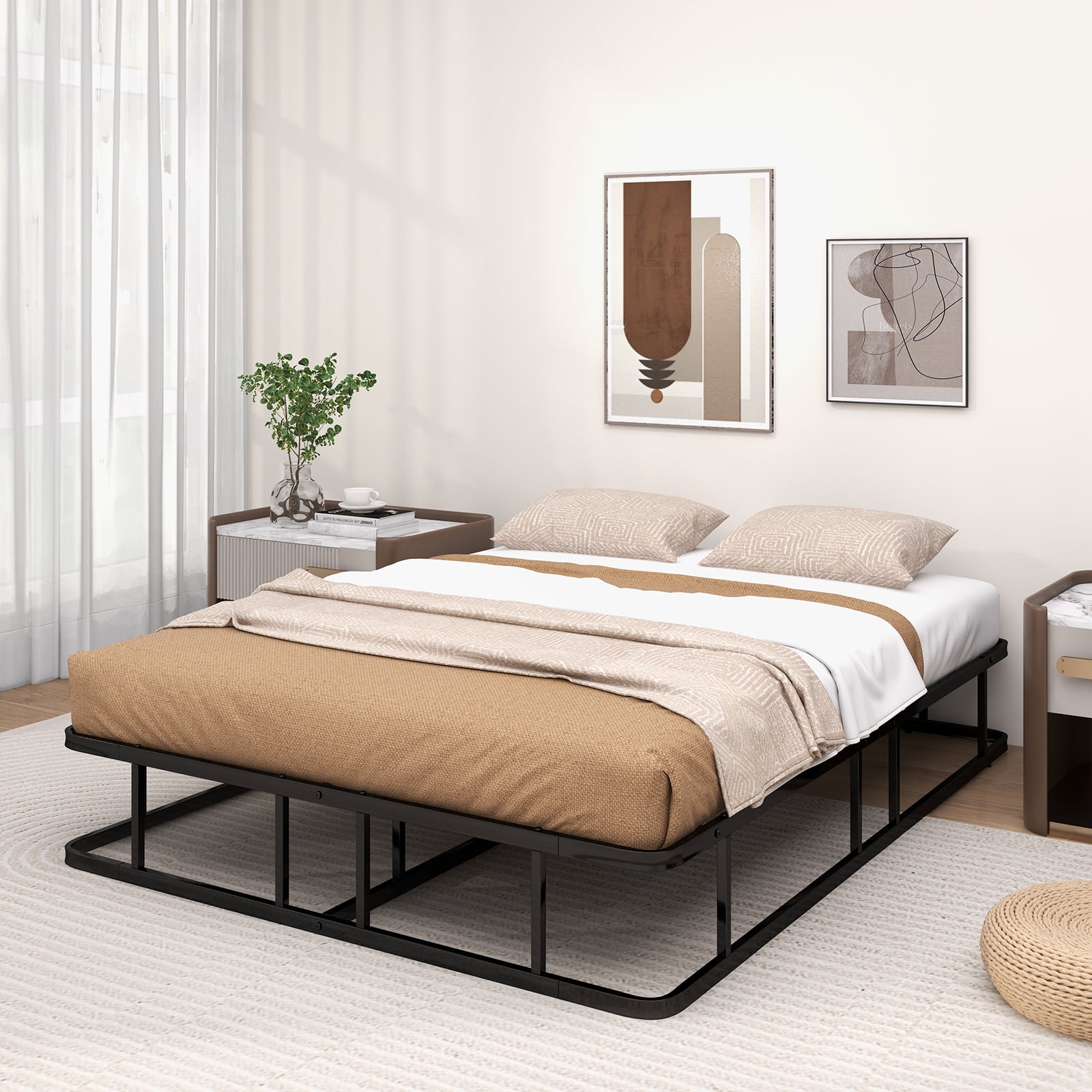 Giantex Queen Size Bed Frame, Metal Platform w/Heavy Duty Steel Slat Support, Mattress Foundation, No Box Spring Needed, Easy Assembly