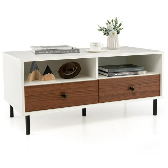 Giantex Rectangular Storage Coffee Tabl, Wood Tea Table, Sofa Side Table for Home, Easy Assembly