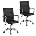 thumbnail image 1 of Giantex Ribbed Office Chair, Swivel Executive Task Managerial Chair w/Height Adjustable, Rocking Backrest, Lumbar Support, 2, 1 of 8