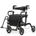 thumbnail image 1 of Giantex Rollator Walker, Folding Walking Aid w/6 Adjustable Height, Upright Walkers for Seniors Elderly, Black, 1 of 10