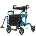 thumbnail image 1 of Giantex Rollator Walker, Folding Walking Aid w/6 Adjustable Height, Upright Walkers for Seniors Elderly, Blue, 1 of 10