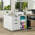 thumbnail image 1 of Giantex Rolling File Cabinet, Lateral Filing Cabinet w/Open Storage Shelves, Under Desk Storage Organizer, Mobile Printer Stand, White, 1 of 8