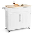thumbnail image 1 of Giantex Rolling Kitchen Island Cart Storage Trolley Multipurpose Serving Cart with Storage,Lockable Wheels,Towel Rack and Rubber Wood Top(White), 1 of 10
