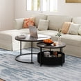 thumbnail image 1 of Giantex Round Coffee Table Set of 2, Circle Cocktail Table, Nesting Side Table w/Metal Frame, Gray, 1 of 6