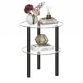 thumbnail image 1 of Giantex Round End Table, Small Accent Sofa Side Table w/Clear Tempered Glass Top, Black, 1 of 8