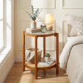 thumbnail image 1 of Giantex Round Side Table, Accent End Table w/Acacia Wood Legs, Bedside Table for Home Office, Walnut, 1 of 7