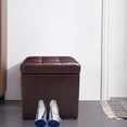 thumbnail image 1 of Giantex Seat Cube with Storage Space, Ottoman Made of Artificial Leather & Wood, Upholstered Ottoman, Brown, 1 of 9