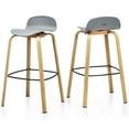 thumbnail image 1 of Giantex Set of 2 Barstools, 30”Modern Chairs w/Low Backrest, Footrest & Metal Legs, Nordic Style High Stools for Dining Room, Living Room, Kitchen, Bar, Grey, 1 of 8