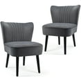 thumbnail image 1 of Giantex Set of 2 Flannel Accent Chairs, Soft Upholstered Modern Leisure Chairs with Wood Legs, 2 PCS Padded Armless Wingback Chairs,Chic Chair Suitable for Bedroom, Office, Turquoise/ Gray/ Brown, 1 of 7