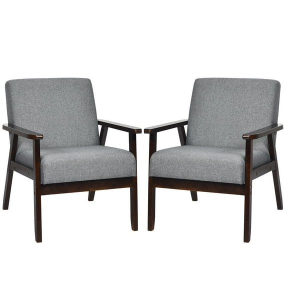Giantex  Set of 2 Accent Chair, Mid-Century Modern Arm  Chair for Living Room, Bedroom, Dark Gray