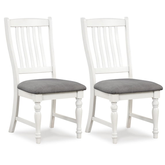 Giantex Set of 2 Dining Room Chairs w/Solid Wood Legs & Padded Seat Cushions, White