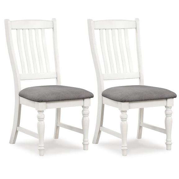 Giantex Set of 2 Dining Room Chairs w/Solid Wood Legs & Padded Seat Cushions, White