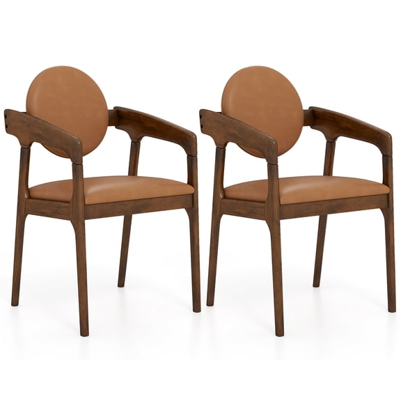 Giantex Set of 2 Wooden Dining Chairs, Mid-Century Modern Style Upholstered Chairs for Home