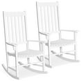 thumbnail image 1 of Giantex Set of 2 Wooden Rocking Chair, Slatted High Back Wood Rocker, White, 1 of 10