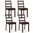 thumbnail image 1 of Giantex Set of 4 Dining Chairs, Space-Saving Armless Chairs w/Solid Rubber Wood Legs,  Ladder Back Side Chairs, Brown, 1 of 1