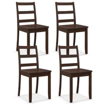 Giantex Set of 4 Dining Chairs, Space-Saving Armless Chairs w/Solid Rubber Wood Legs, Ladder Back Side Chairs, Brown