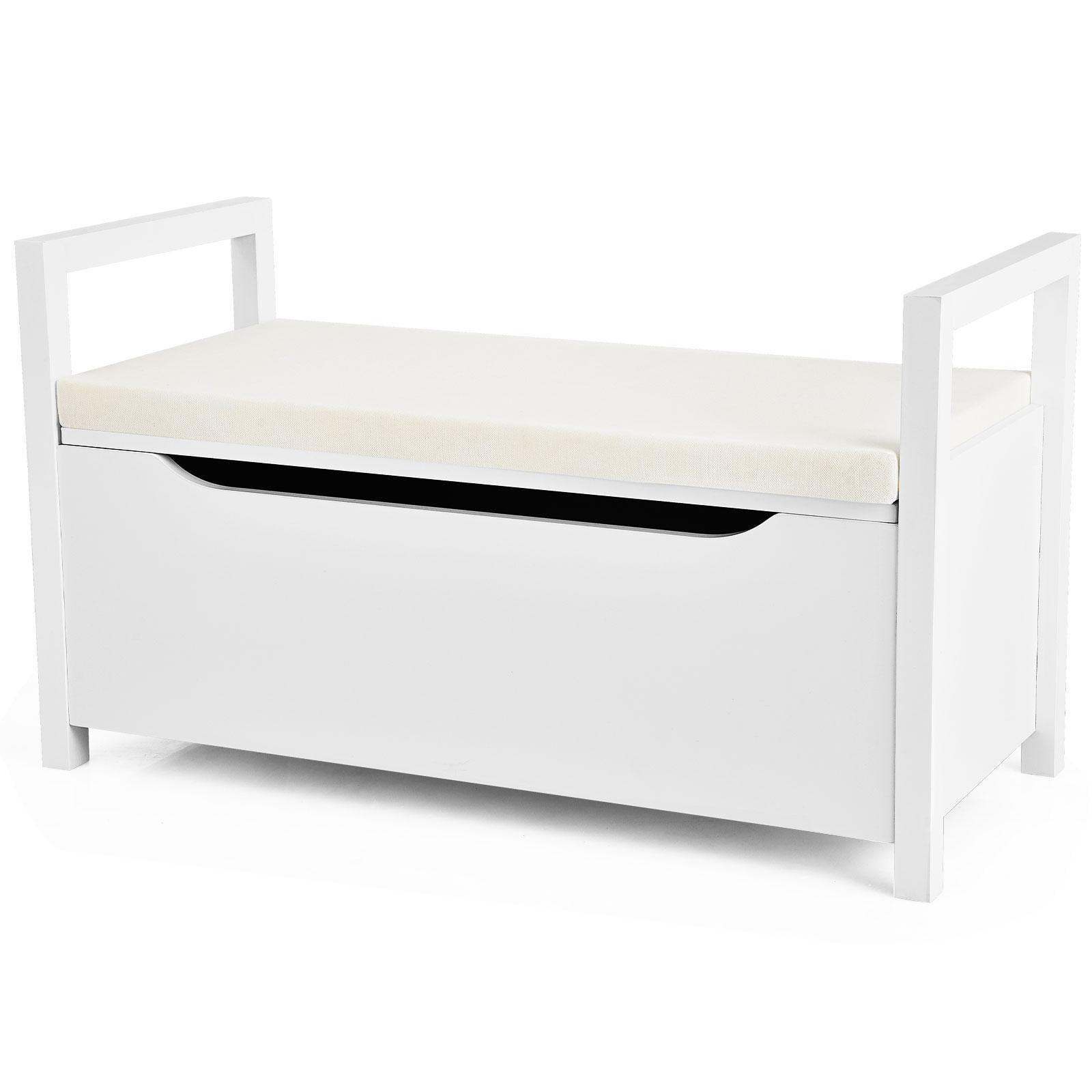 Giantex Foyer Shoe Storage Bench with Cushion, Wood Shoe Bench with Seat, End of Bed Bench for