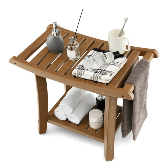 Giantex Shower Bench for Inside Shower, Waterproof Shower Seat Stool w/Storage Shelf, Bath Shower Chair for Shaving Legs & SPA