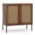 thumbnail image 1 of Giantex Sideboard Buffet Cabinet, Kitchen Storage Cabinet w/ Rattan Decorated Doors,Cupboard Console Table(Walnut, 1), 1 of 6