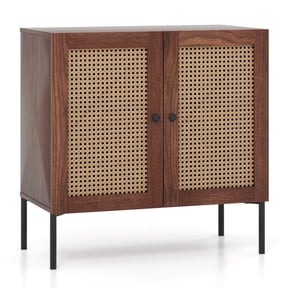 Giantex Sideboard Buffet Cabinet, Kitchen Storage Cabinet w/ Rattan Decorated Doors,Cupboard Console Table(Walnut, 1)