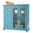 thumbnail image 1 of Giantex Sideboard Buffet Cabinet w/4 Drawers & Dual-Open Glass Doors, Kitchen Buffet Storage Cabinet, Blue, 1 of 8