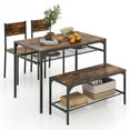 thumbnail image 1 of Giantex Space-saving Dining Table Set for 4, Industrial Rectangular Table w/ 2 Chairs, 1 Bench, Storage Racks, 1 of 10