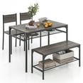 thumbnail image 1 of Giantex Space-saving Dining Table Set for 4, Industrial Rectangular Table w/ 2 Chairs, 1 Bench, Storage Racks, 1 of 10