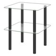 thumbnail image 1 of Giantex Square End Table, Small Sofa Side Table w/Clear Tempered Glass Top, Black, 1 of 7