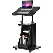 Giantex Stand Up Laptop Podium, Height Adjustable Mobile Stand, olling Lecture Desk, Computer Desk w/Swivel Lockable Wheels, Sit-to-Stand Lectern1