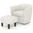 thumbnail image 1 of Giantex Swivel Accent Chair w/Ottoman, Modern Barrel Club Chair, Swivel Single Sofa w/Footrest, White, 1 of 9