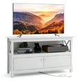 thumbnail image 1 of Giantex TV Stand, Modern TV Console  Cabinet w/2 Doors Open Storage Shelf, Cable Hole, Wooden Entertainment Center for Living Room Bedroom, White, 1 of 8