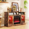 thumbnail image 1 of Giantex TV Stand w/ Electric Fireplace, Rustic Media Entertainment Center w/Adjustable Shelves, Brown, 1 of 7