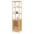 thumbnail image 1 of Giantex Tall Bamboo Cabinet, Slim Narrow Floor Freestanding Linen Tower Rack for Bathroom, Living Room or Kitchen, 1 of 8