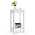 thumbnail image 1 of Giantex Tall Nightstand, 2-Tier End Table w/Wooden Legs, Sofa Bedside Table for Small Spaces, White, 1 of 5