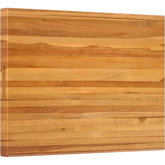 Giantex Teak Wood Extra Large Cutting Board, 1.5" Thick Reversible Butcher Block with Side Handle, Pre-Oiled Edge Grain Charcuterie Chopping Block for Meat Cheese, Carving Board for Kitchen, 24"x18"