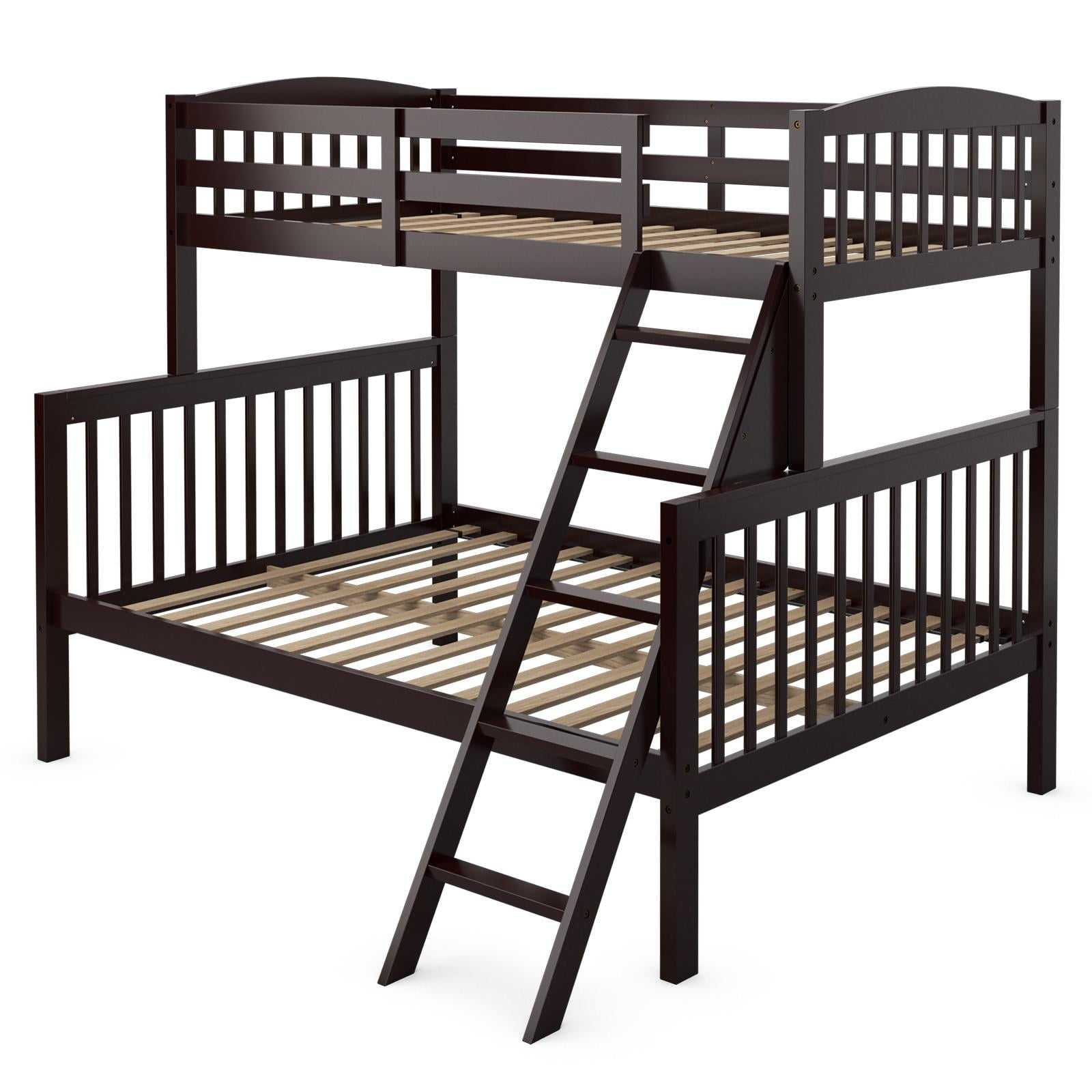 Giantex Twin Over Full Size Bunk Bed, Convertible Solid Wood Bunk Bed