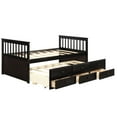 thumbnail image 1 of Giantex Twin Size Captain Bed w/3 Storage Drawers, Trundle Bed Wooden Bed Frame, Solid Wood Platform Guest Bed, Espresso, 1 of 8