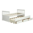 thumbnail image 1 of Giantex Twin Size Captain Bed w/3 Storage Drawers, Trundle Bed Wooden Bed Frame, Solid Wood Platform Guest Bed, White, 1 of 8