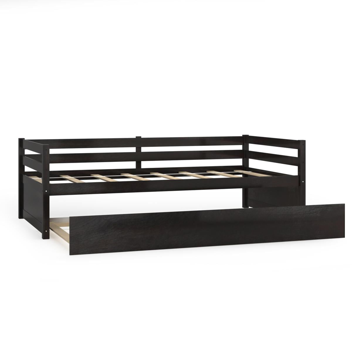 Giantex Twin Size Wooden Daybed with PullOut Trundle Bed Set Wood