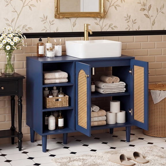 Giantex Under Sink Cabinet, Boho Sink Base Cabinet,  Suits Wall-mounted
