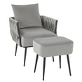 thumbnail image 1 of Giantex Velvet Accent Chairs w/Ottoman, Leisure Single Comfy Sofa Chair for Reading, Gray, 1 of 6