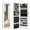 thumbnail image 1 of Giantex Wall/Door Mounted Jewelry Cabinet Armoire, Lockable Armoire Cabinet w/ Full Length Mirror, 2 LED Lights, Adjustable Hanging Hooks, Jewelry Organizer for Dressing Make-up (White), 1 of 8