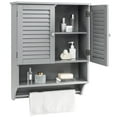 thumbnail image 1 of Giantex Wall Mounted Bathroom Cabinet w/Bar, Medicine Cabinet w/Double Louvered Doors, Storage Cabinet, Grey, 1 of 7