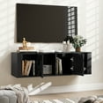 thumbnail image 1 of Giantex Wall Mounted Storage Cabinet, 2 Cube Floating Media Hanging Desk w/2 Doors, Home Office Furniture, Black, 1 of 5