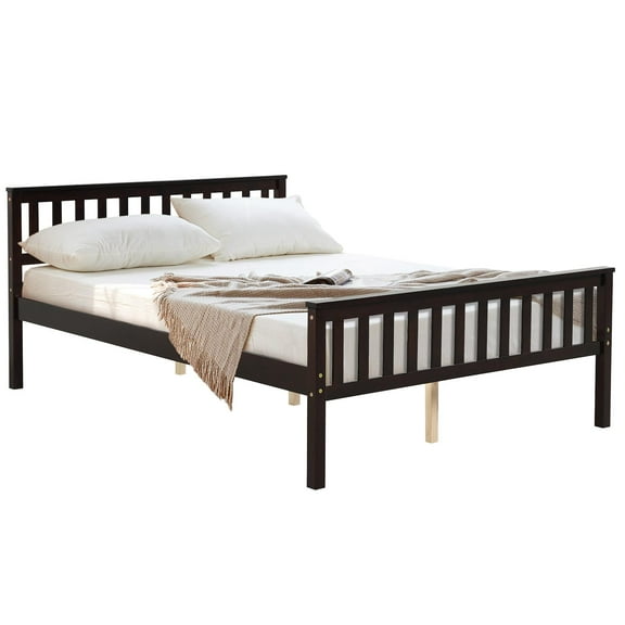Giantex Wood Bed Frame,  Bed Mattress Foundation w/Headboard & Footboard, No Box Spring Needed, Full Size