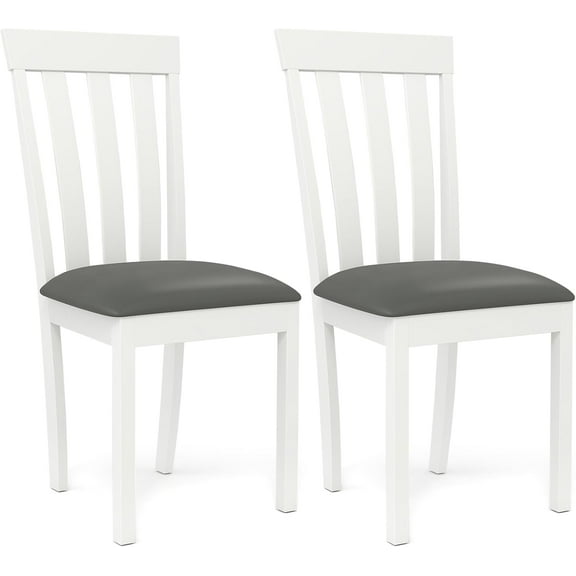 Giantex Wood Dining Chair Set of 2, Upholstered Wooden Kitchen Chairs with Padded Seat & Rubber Wood Frame, Mid Century Dining Side Chairs for Kitchen, Dining Room, Restaurant, White