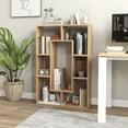 thumbnail image 1 of Giantex Wood Geometric Bookshelf, Freestanding Open Bookcase w/7 Cubes, Storage Display Rack for Home Office, Natural, 1 of 8